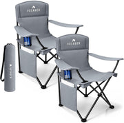 Folding Camping Chair 2 Pack Pocket Cup Holder Dark Grey