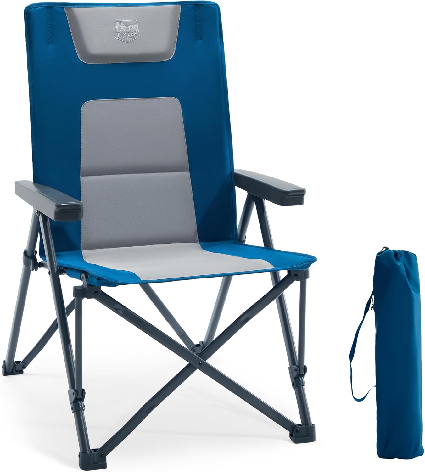 Heavy Duty Reclining Camping Chair 260kg Blue