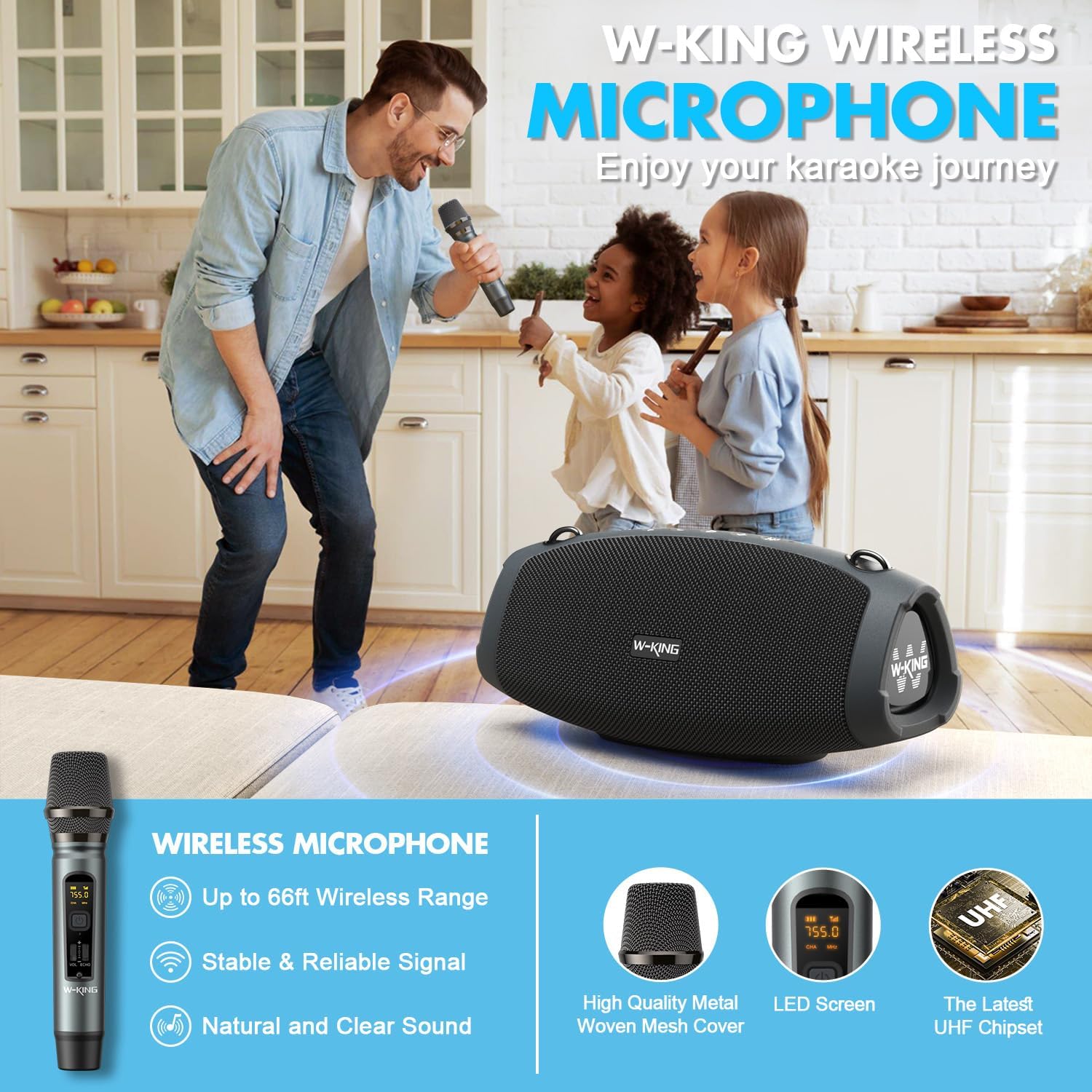 Bluetooth Party Speaker 120W Waterproof Bass Mic 42H Playtime