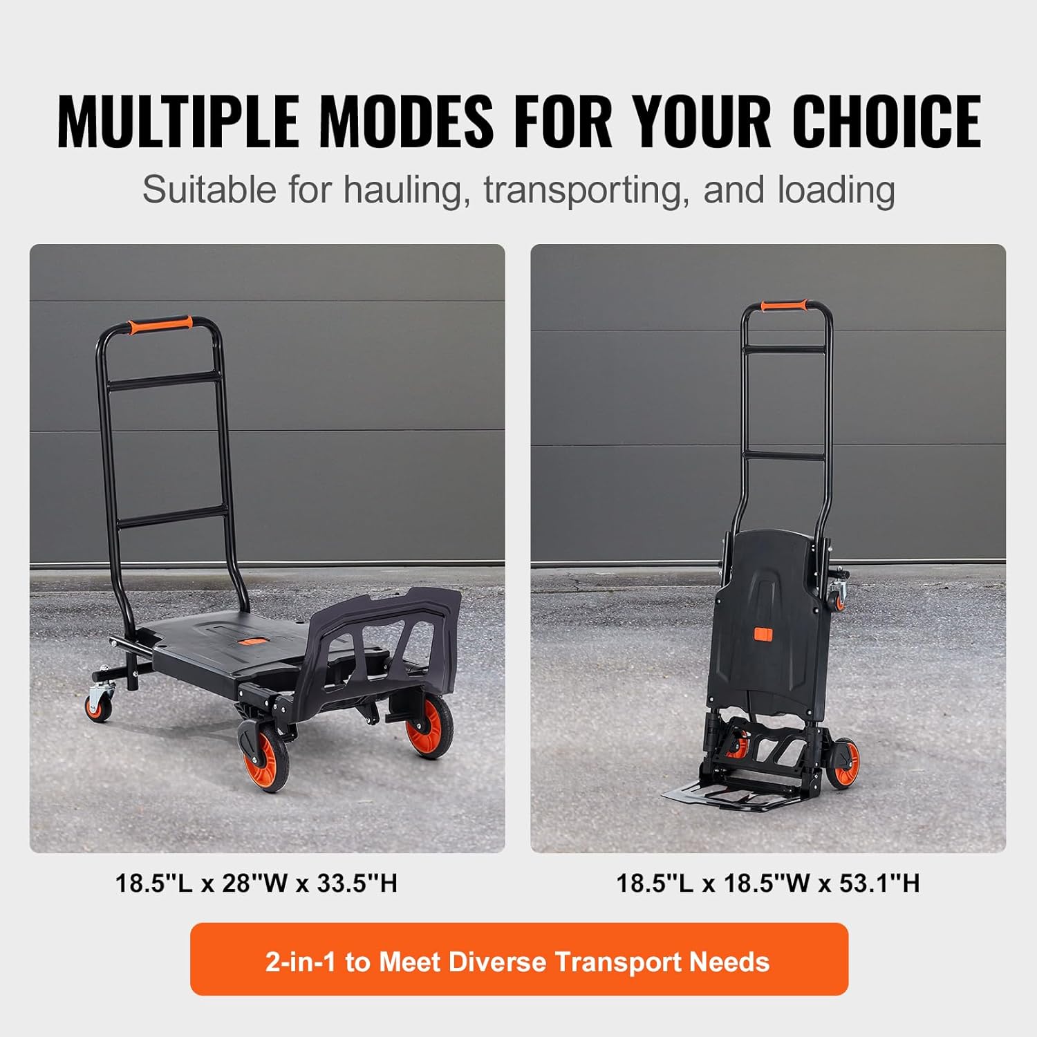 2 In 1 Convertible Hand Truck Dolly 136KG Platform Cart