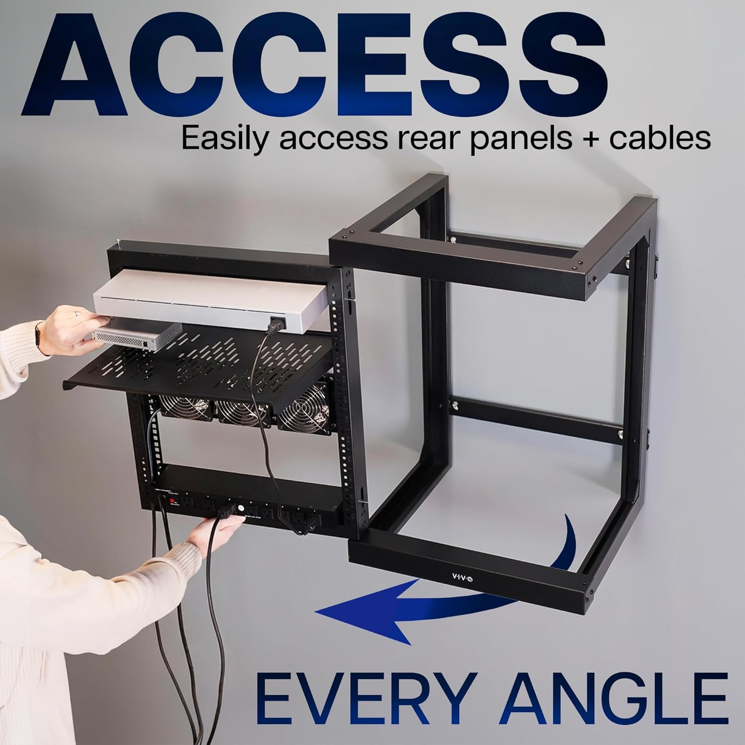 12U Swing Gate Wall Mount IT Network Rack Cabinet