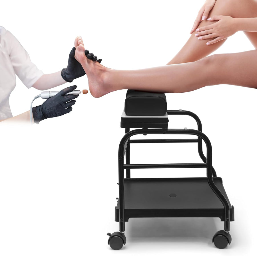 Pedicure Foot Cart Trolley with Wheels Salon Spa Foot Rest Stand