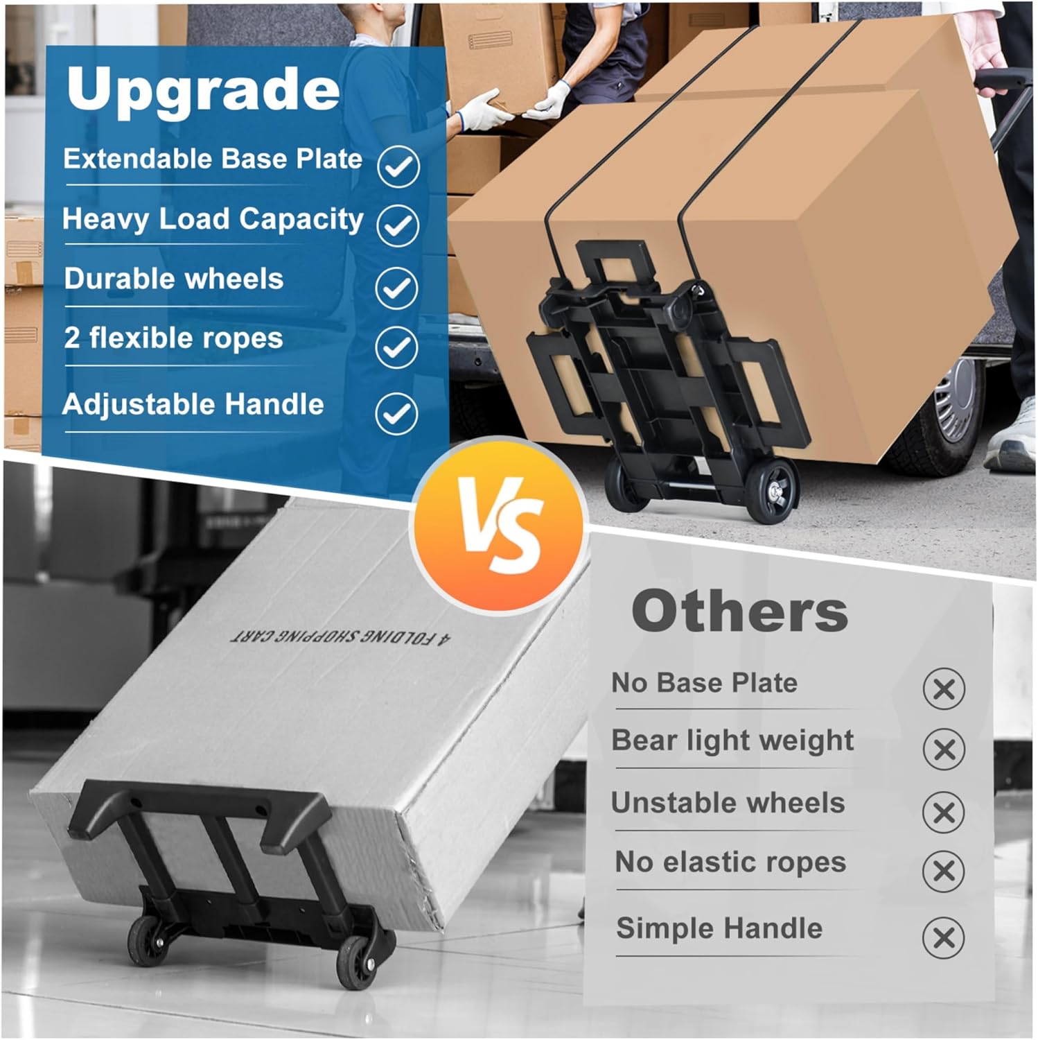 Folding Hand Truck Trolley 25KG 2 Wheel Luggage Cart Steel