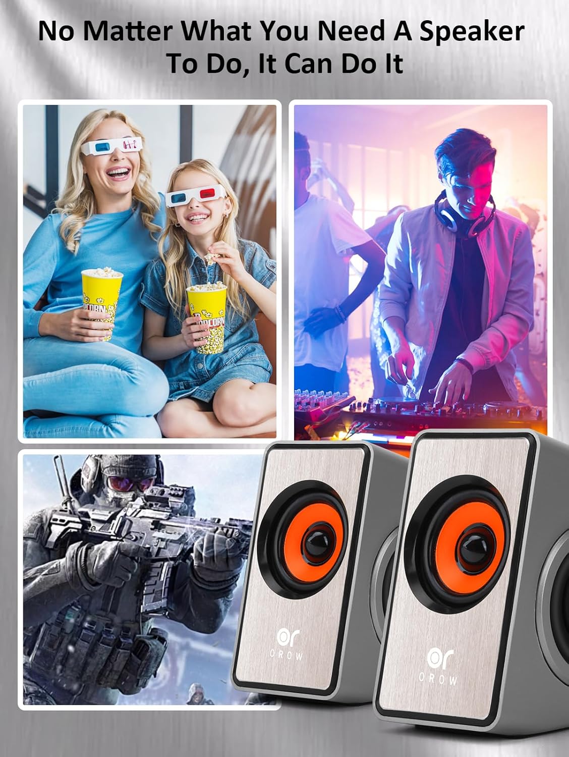 Mini PC Speakers 12W Stereo USB 3.5mm Bass Desktop Laptop