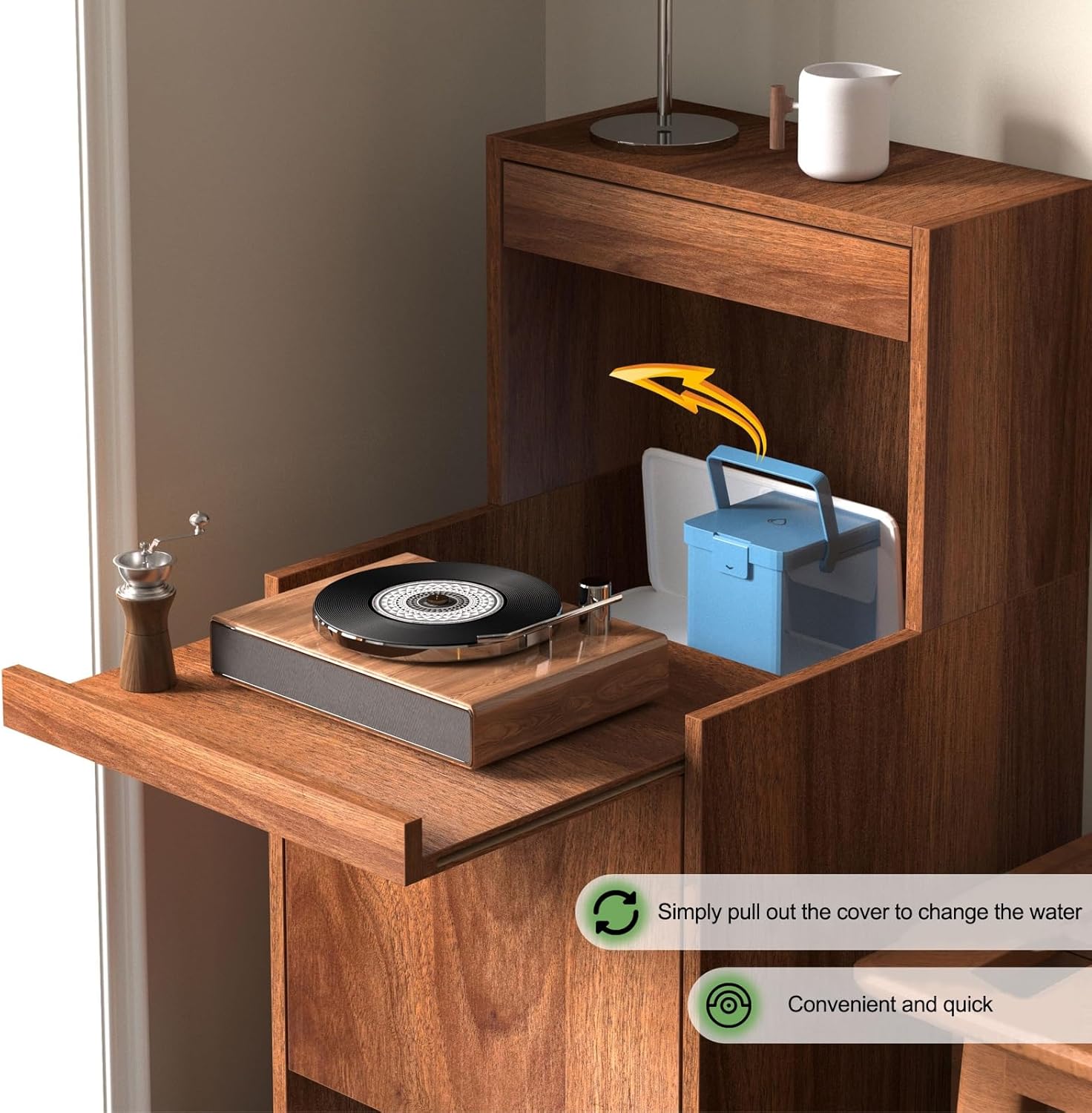 Tall Robot Vacuum Storage Cabinet Hidden Organizer Side Table Pull Shelf