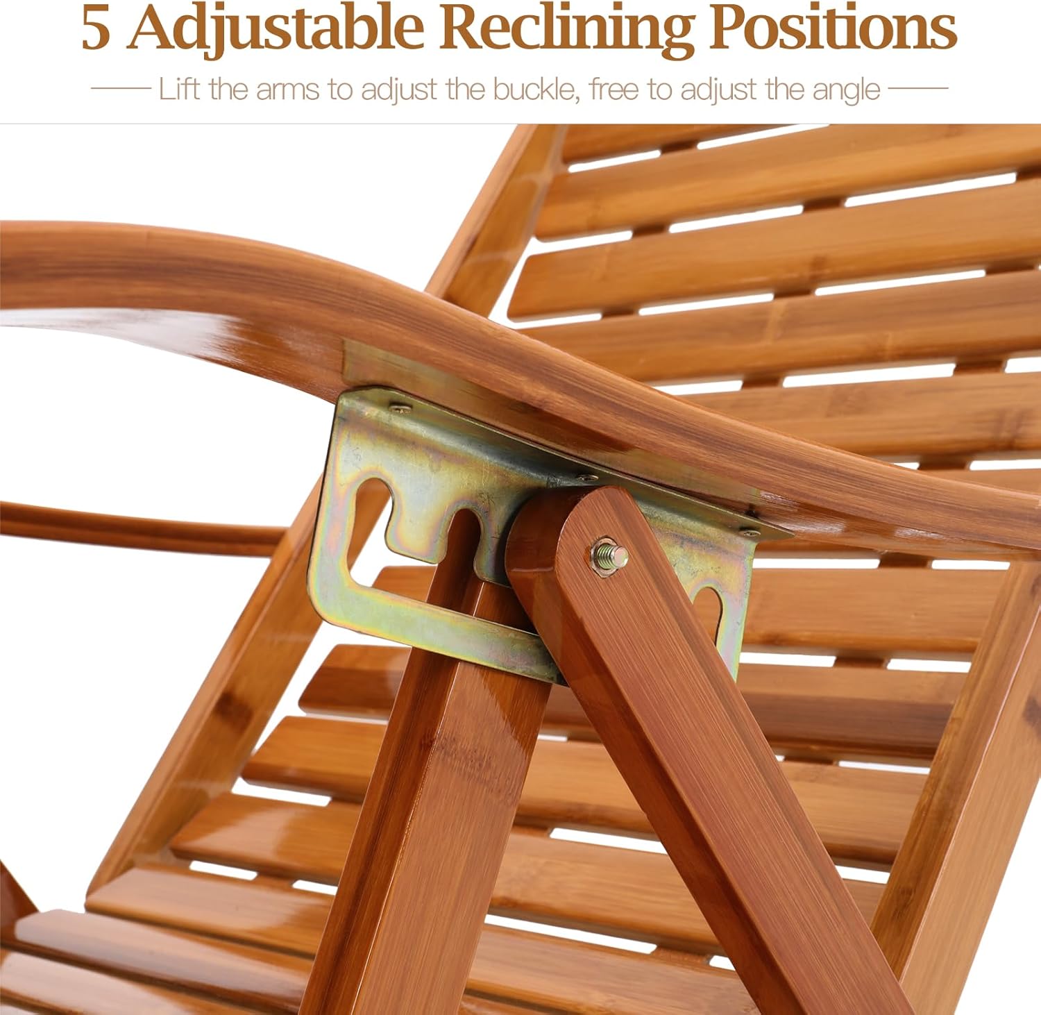 2 Pack Wooden Sun Loungers Foldable 5 Position Recliners