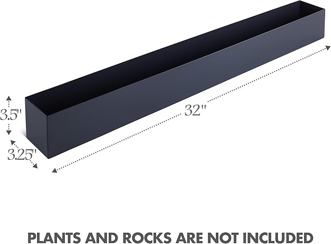 32 Inch Modern Metal Rectangle Planter Box Grey Indoor