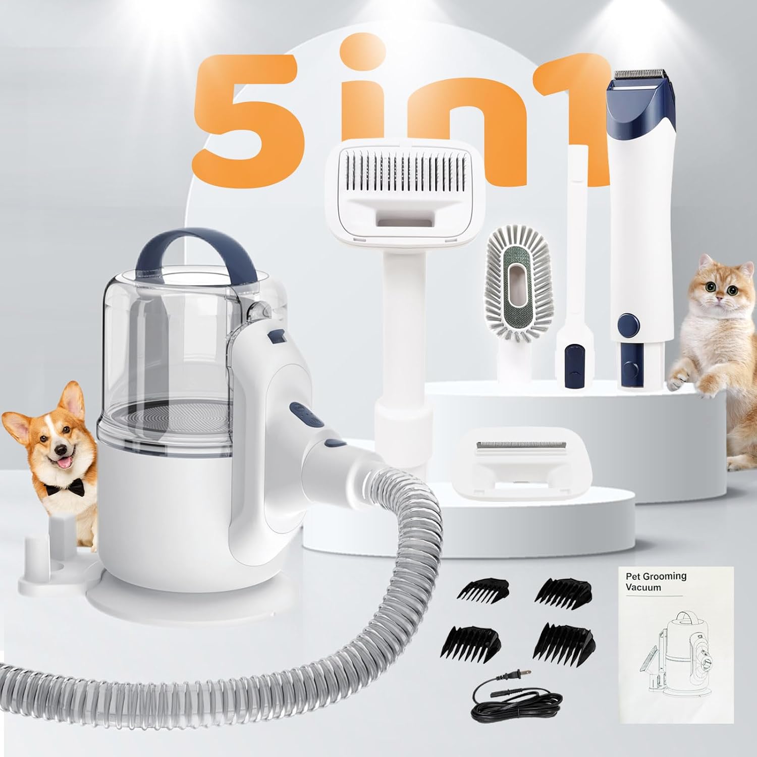 Pet Grooming Vacuum Kit 3 Suction Modes 2.1L Hair Remover