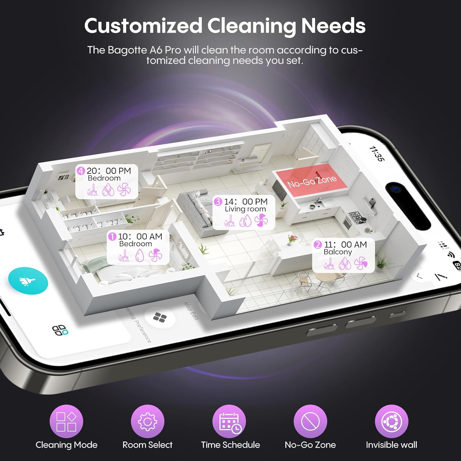 Robot Vacuum Mop Self Empty 5000Pa LiDAR Mapping WiFi Smart Clean
