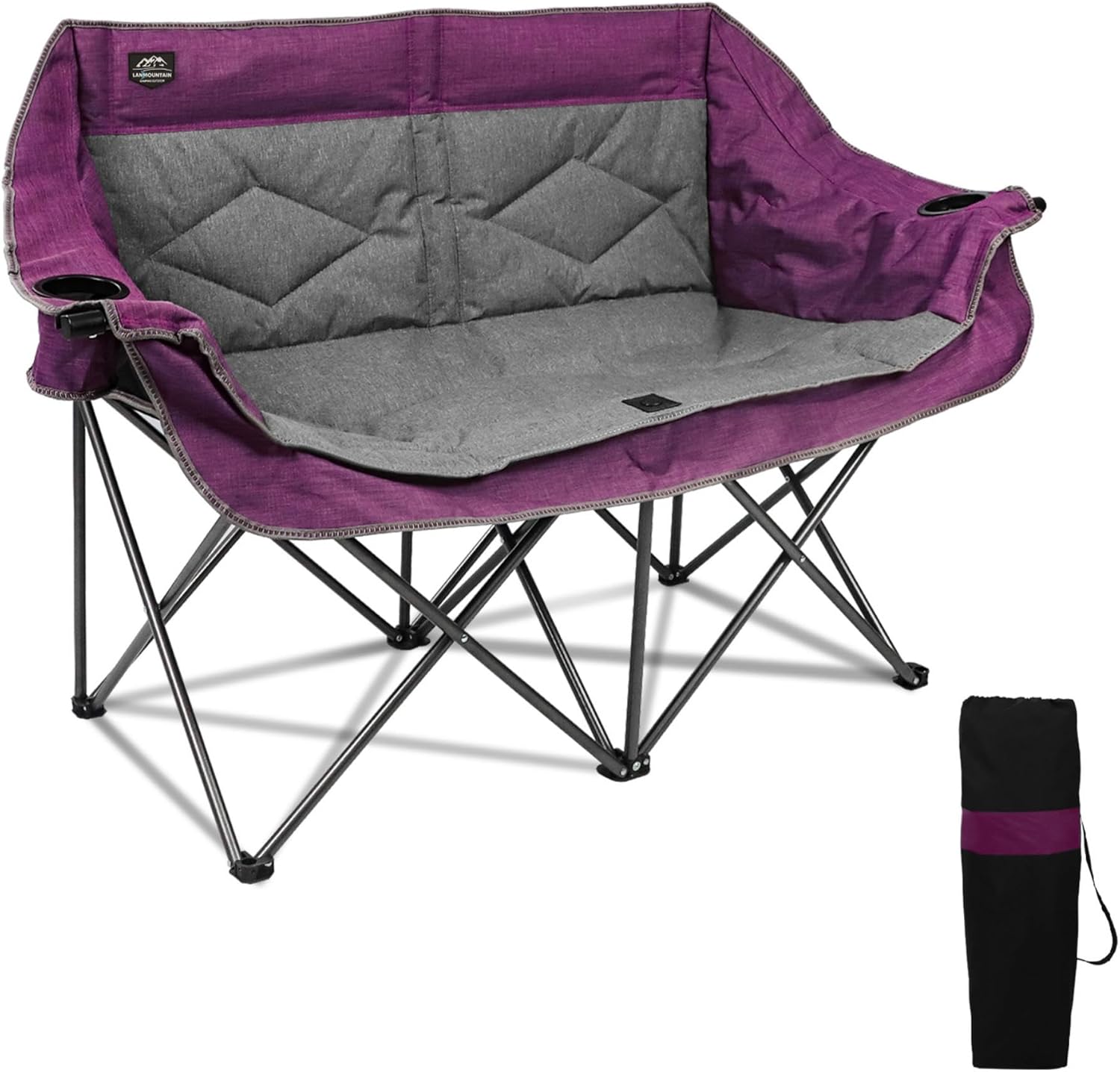 Purple Double Folding Loveseat Camping Chair for 2