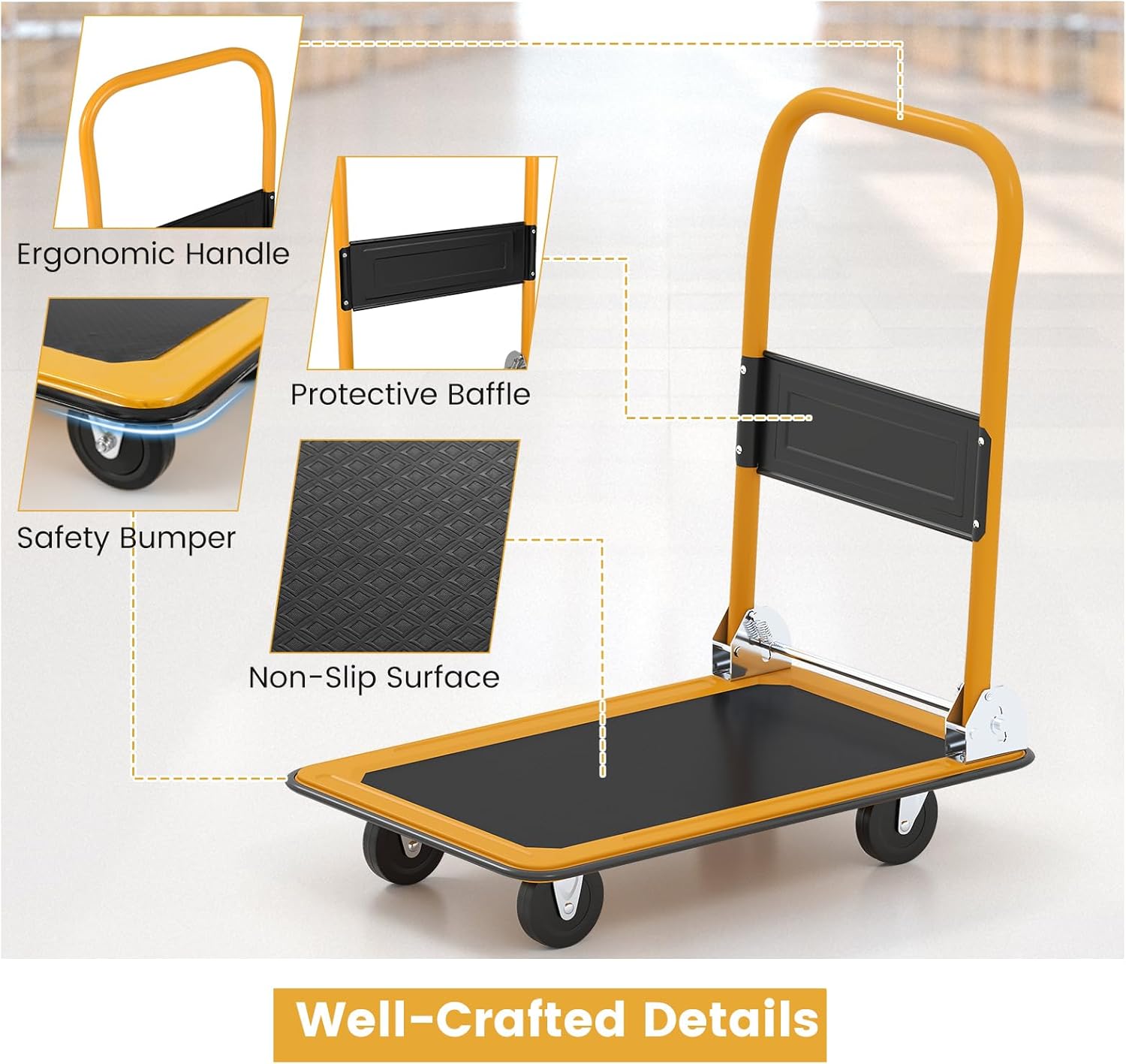 150KG Folding Platform Trolley Flatbed Push Cart Dolly