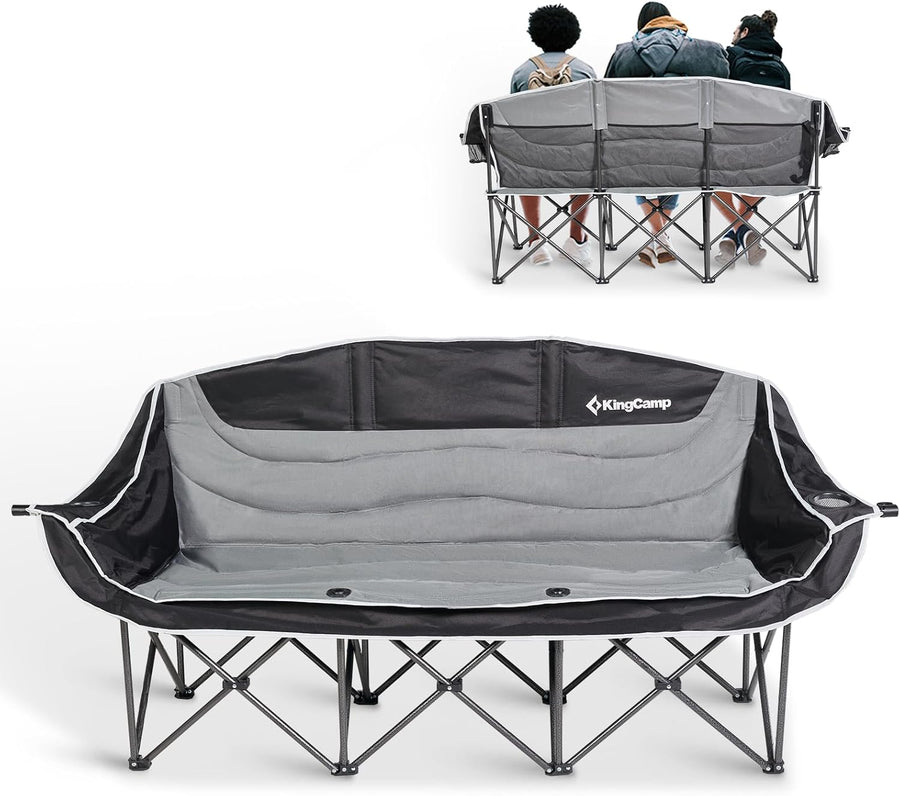 3 Seater Camping Sofa Chair 450KG Black Grey