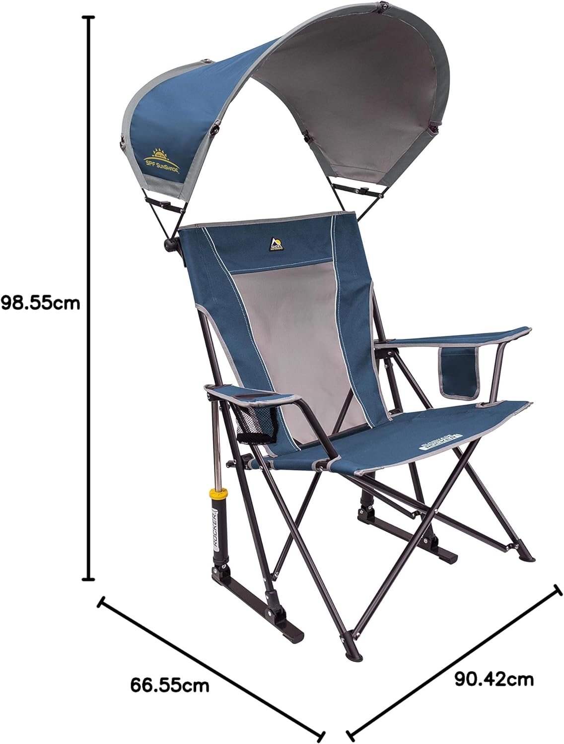 Rocking Camping Chair with UPF 50 Canopy Blue