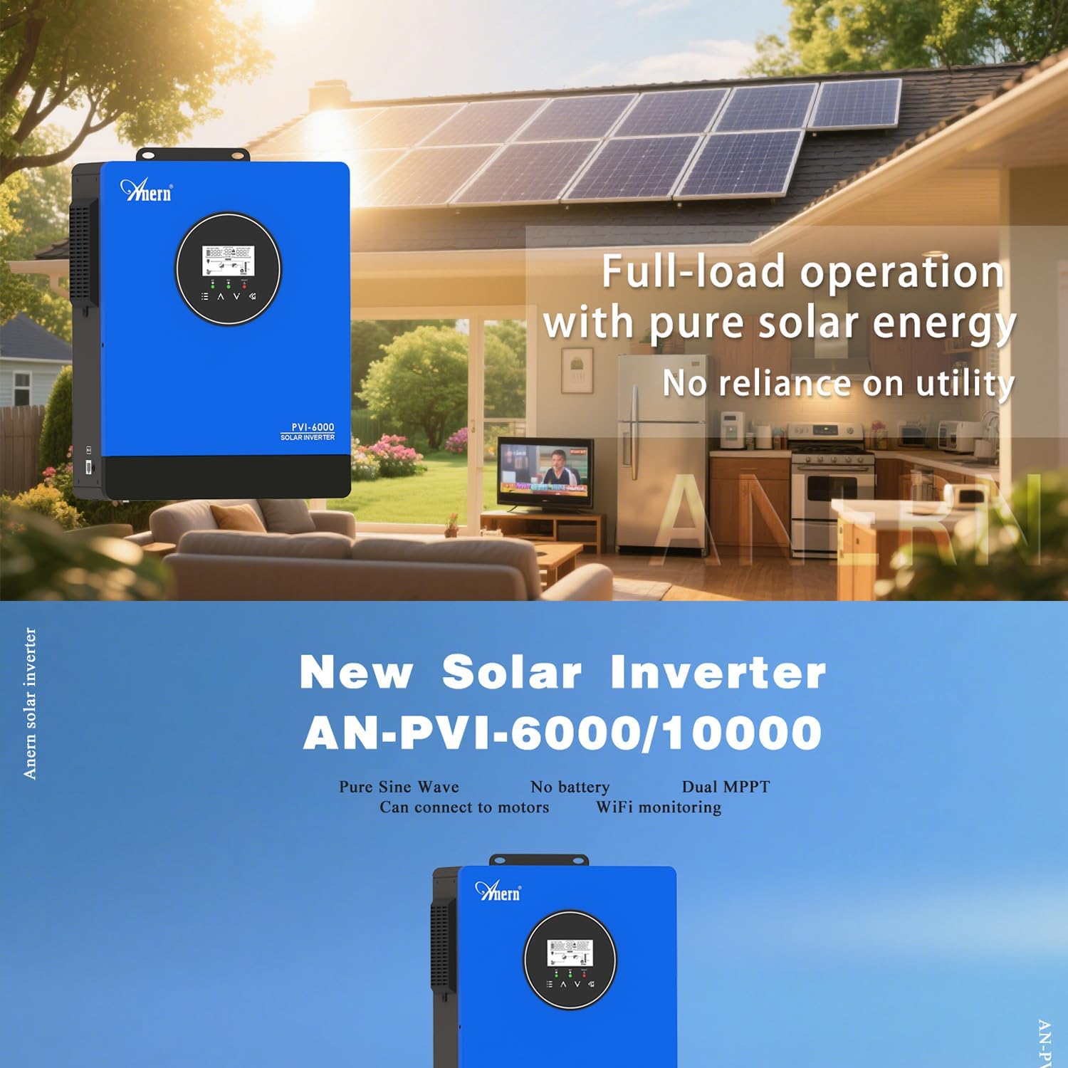 6KW Solar Inverter 220V 240V Dual MPPT Pure Sine Wave