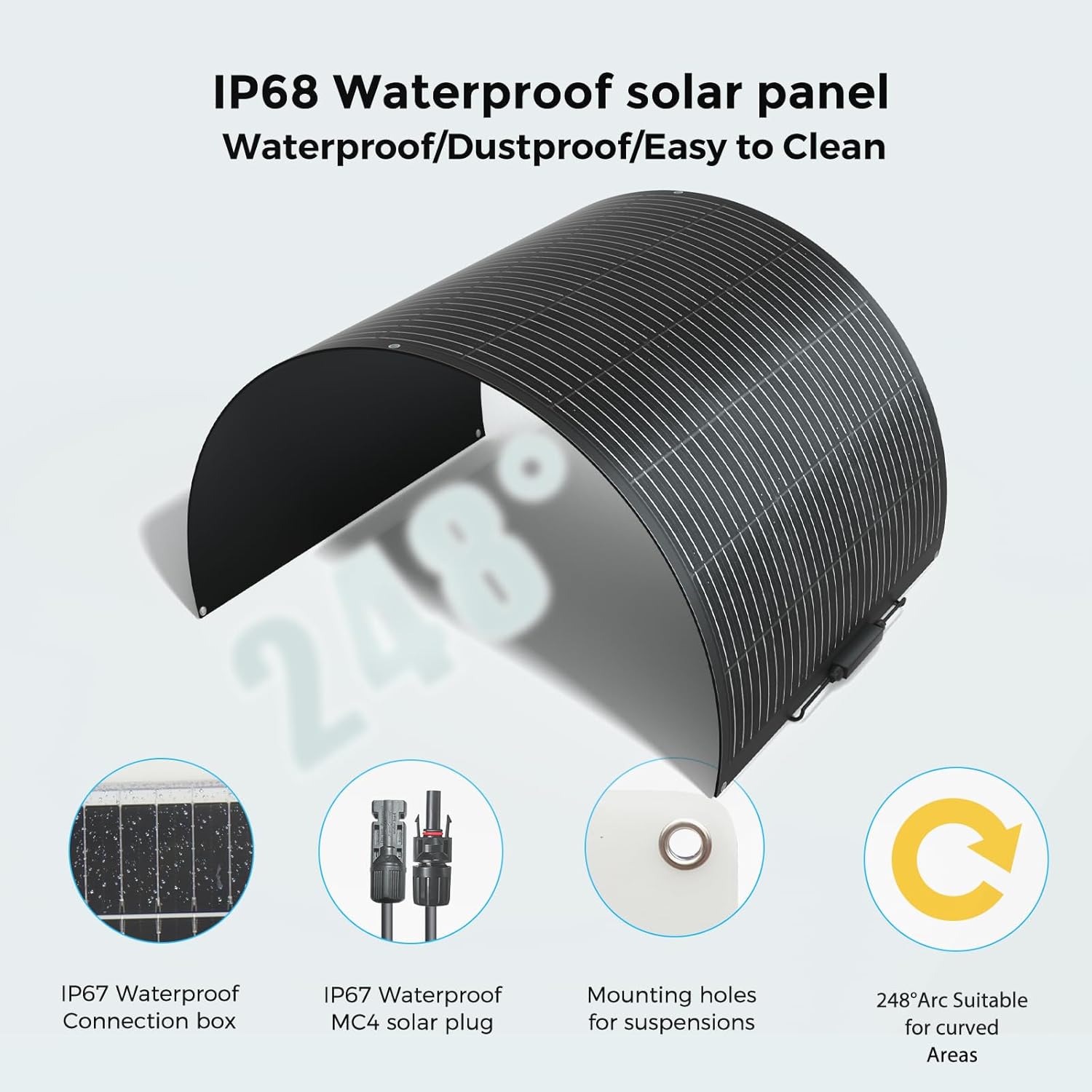 100W Flexible Solar Panel 12V Bendable RV Boat Roof