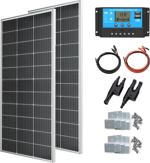 300W Solar Panel Kit 12V Mono 2x150W Controller RV Boat Home