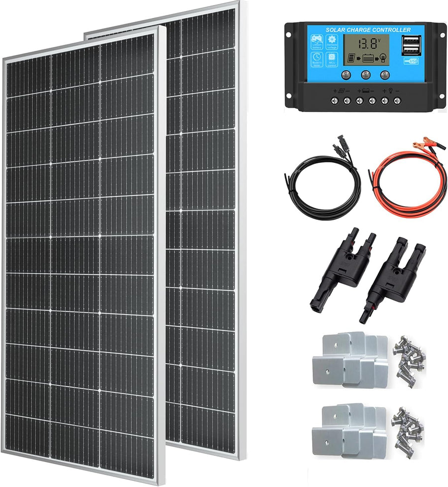 300W Solar Panel Kit 12V Mono 2x150W Controller RV Boat Home