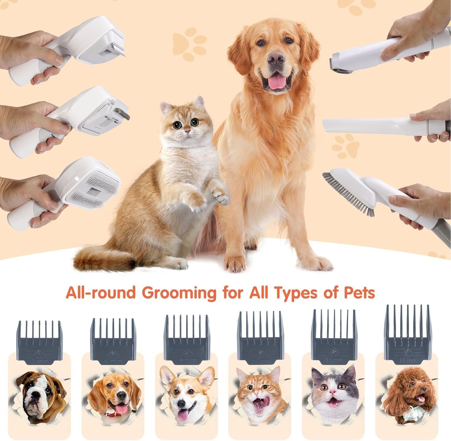 Pet Grooming Vacuum Kit 5 In 1 2.5L UK Plug Quiet
