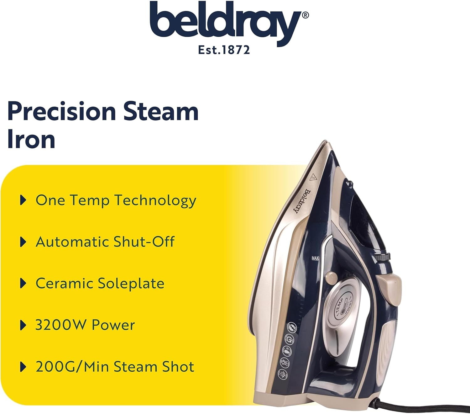 3200W Steam Iron Ceramic Soleplate 200g Steam Shot 320ml Tank