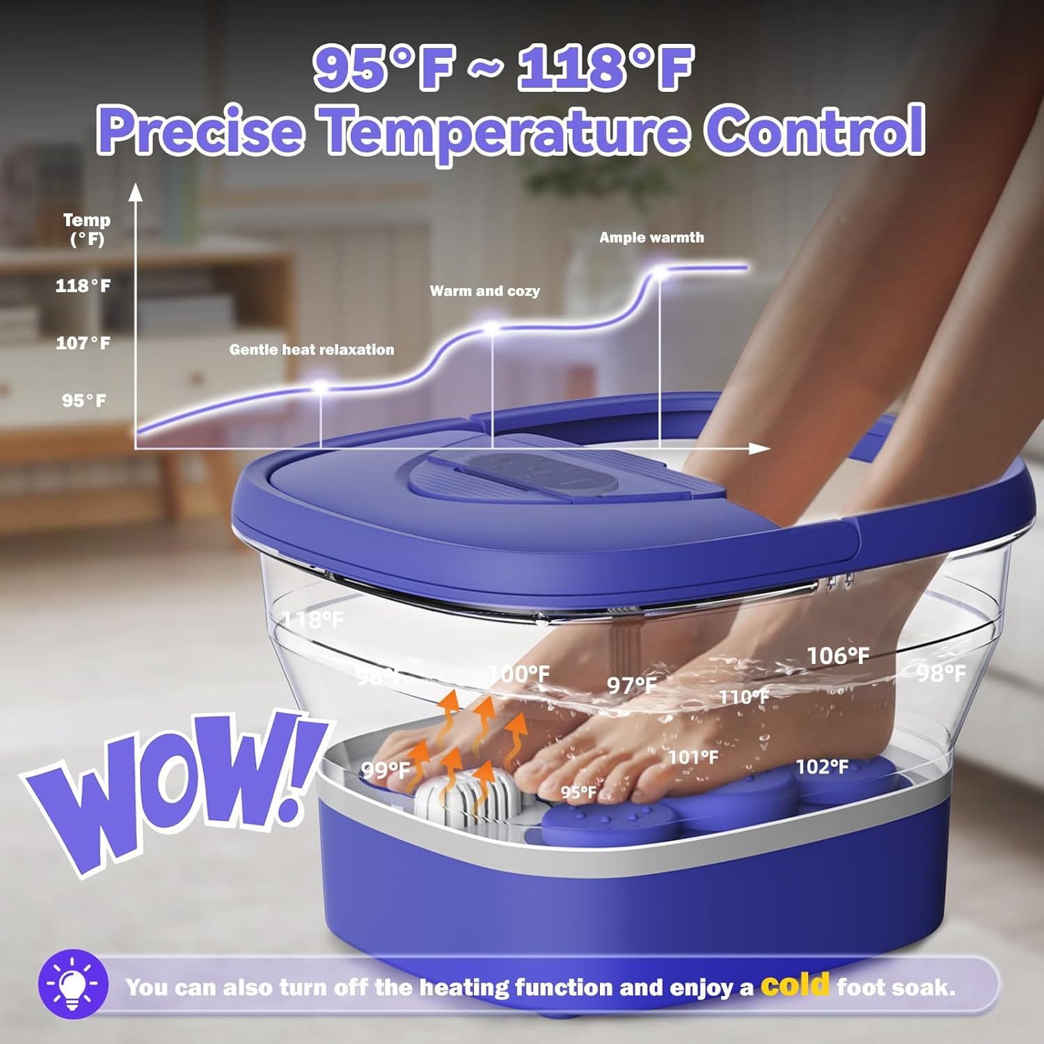 Foldable Foot Spa Bath Heat Shiatsu Rollers Remote Timer