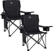 Set of 2 Heavy Duty Camping Chairs 200kg Padded Black