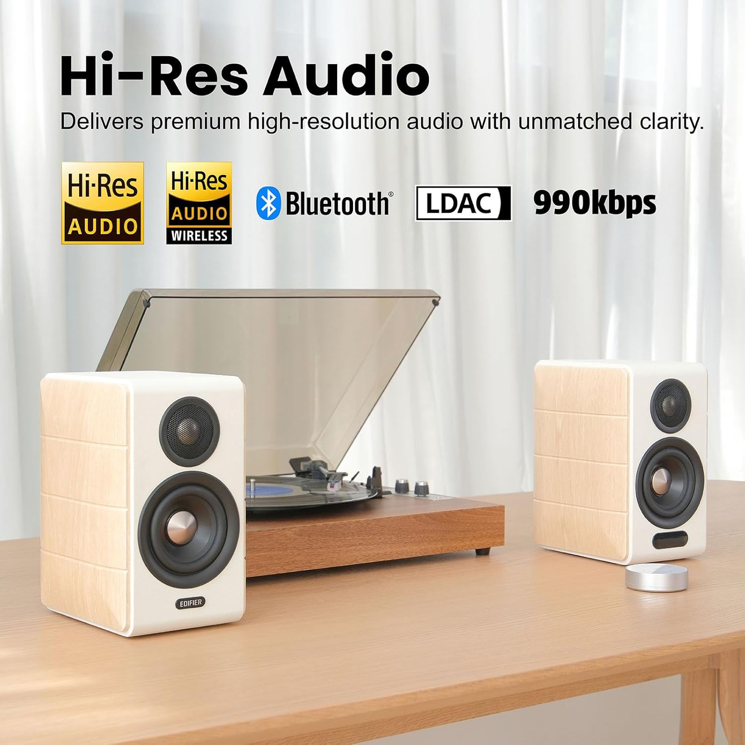 Hi Res Bookshelf Speakers 88W Bluetooth 5.3 Studio Monitor USB C