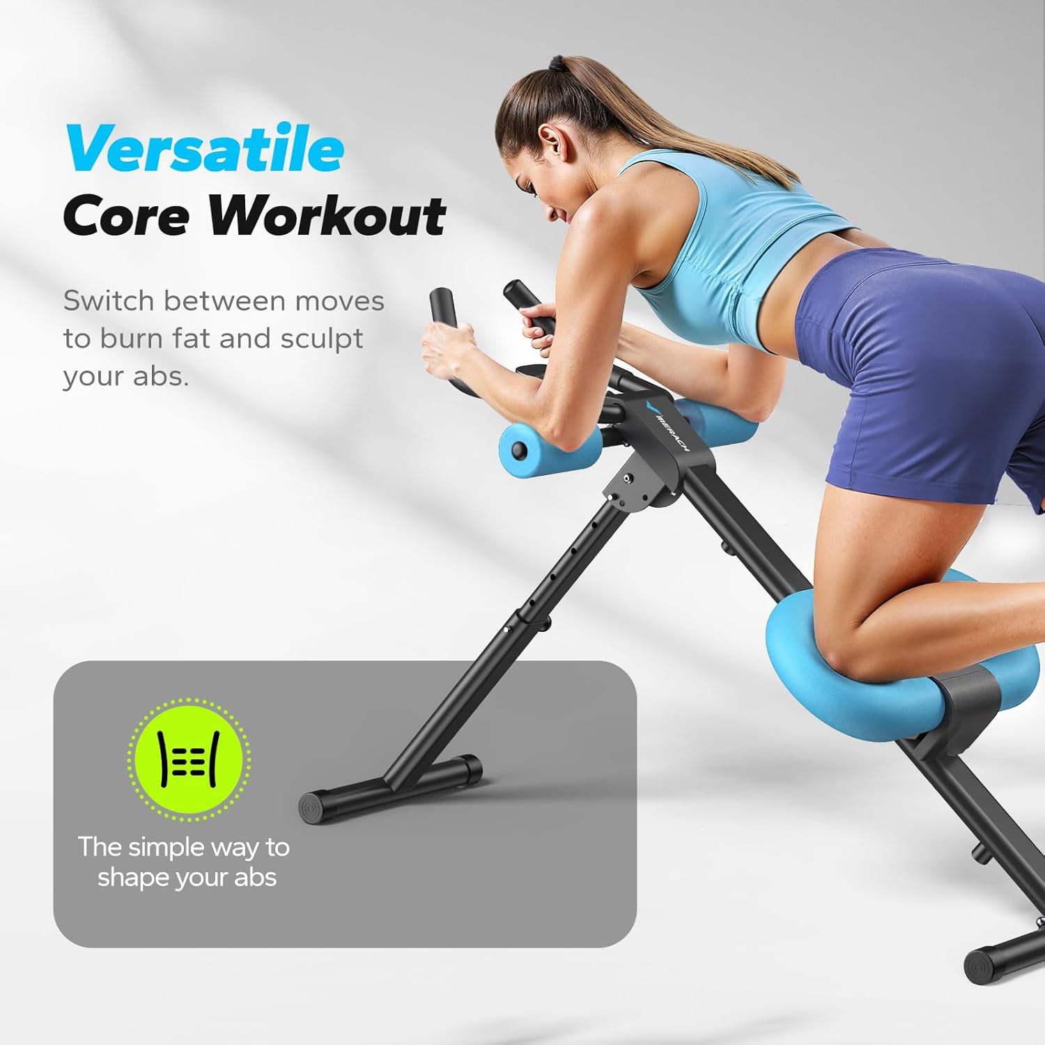Adjustable Ab Machine Foldable Core Trainer Home Gym Workout w/ LCD