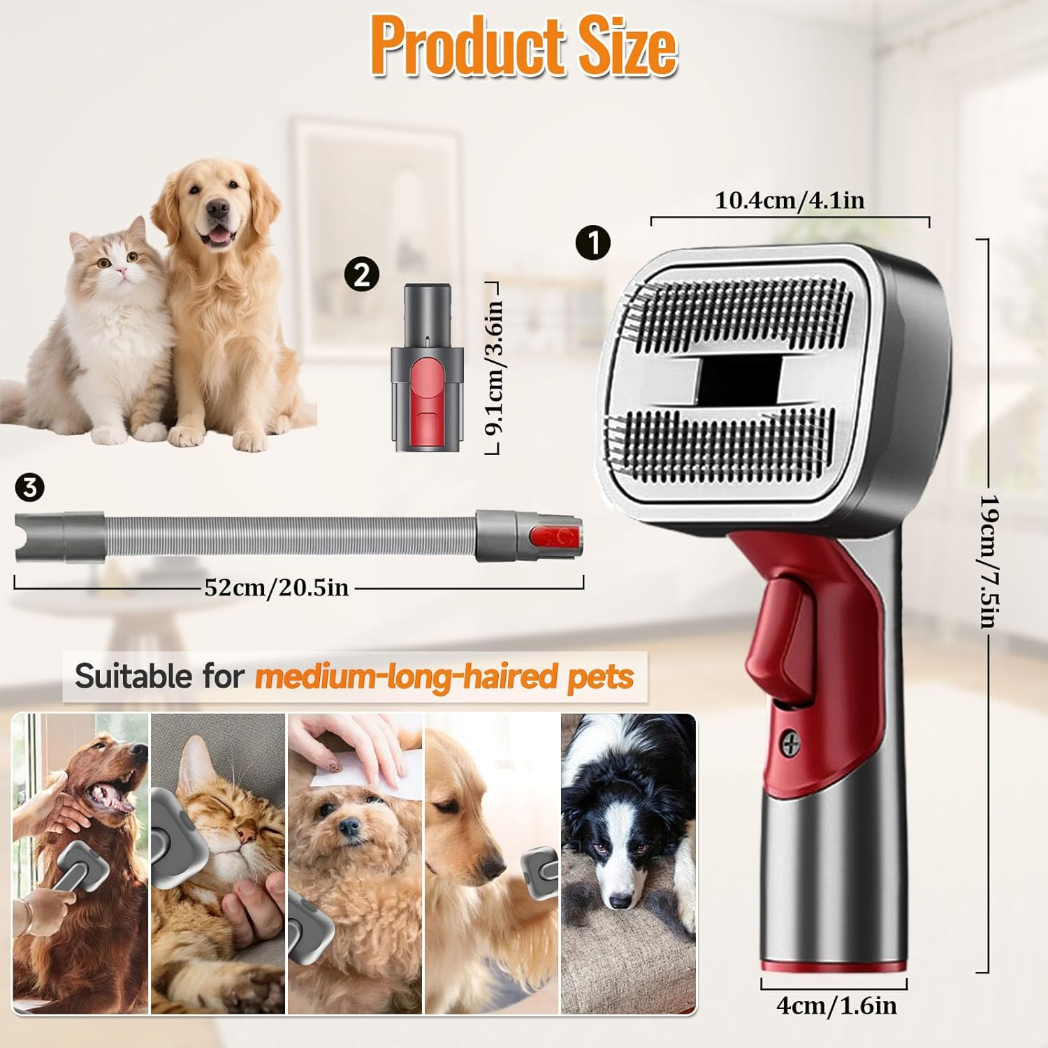 Pet Grooming Vacuum Attachment Kit for V7 V8 V10 V11 V15 6 Pack