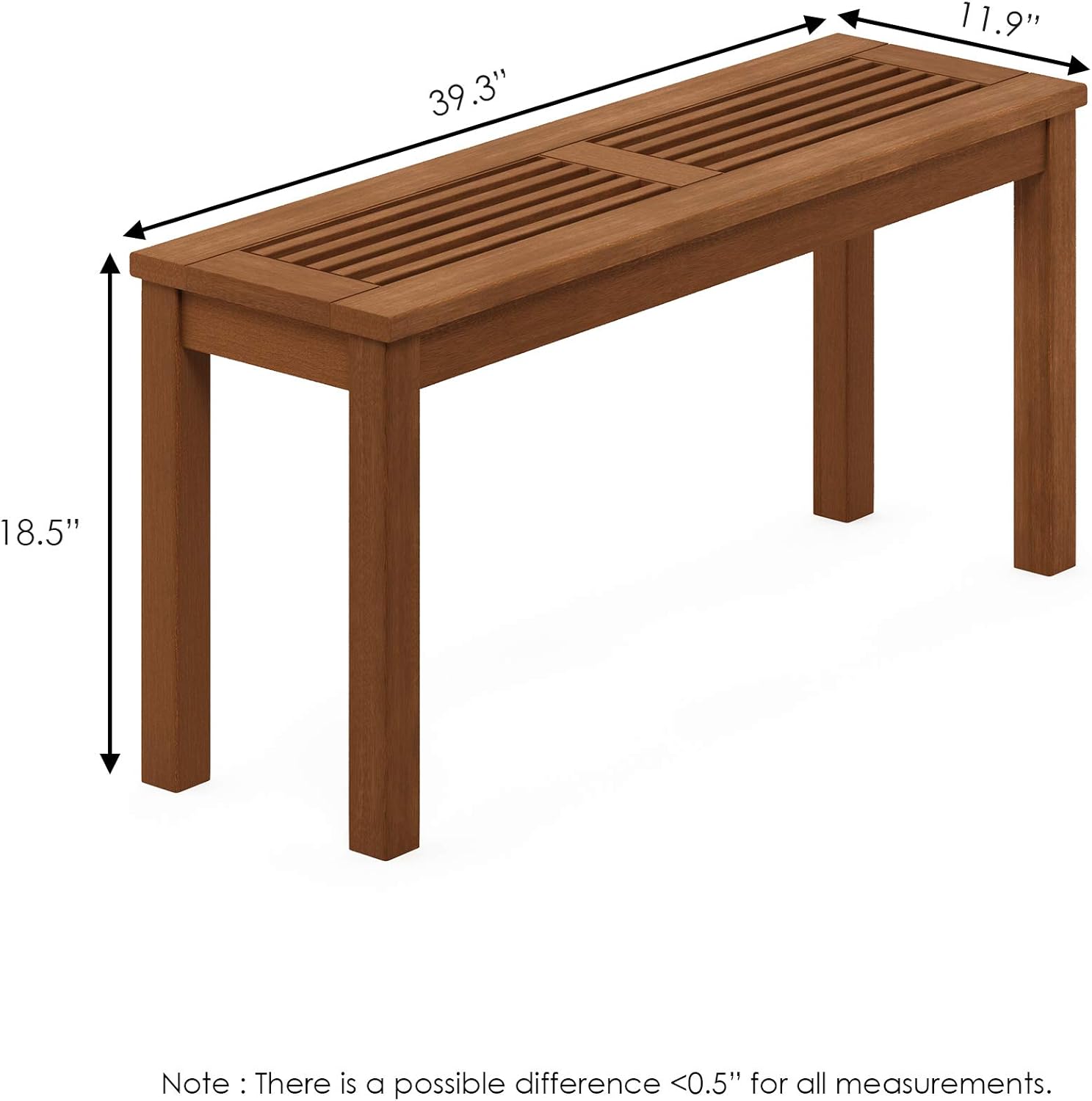 Backless Wooden Garden Bench Outdoor Patio Seat 100cm