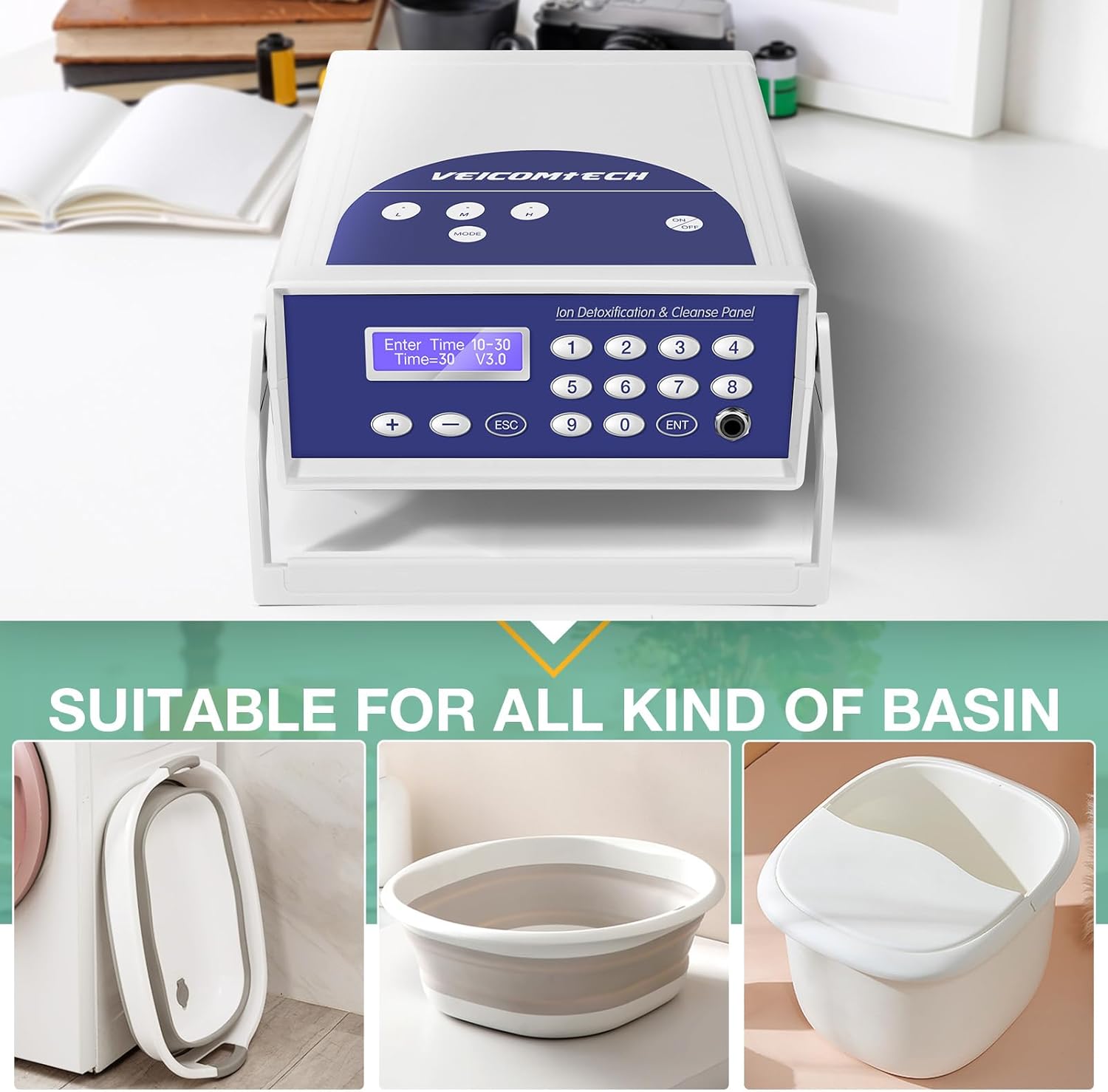 Ionic Foot Detox Spa Machine with Basin Infrared Belt Kit