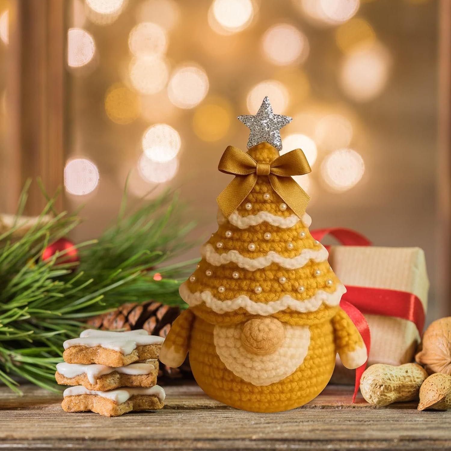 Christmas Gnome Crochet Kit DIY Beginner Craft Set 15cm