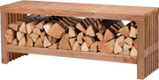 Wooden Garden Bench with Firewood Storage Douglas Fir Seat