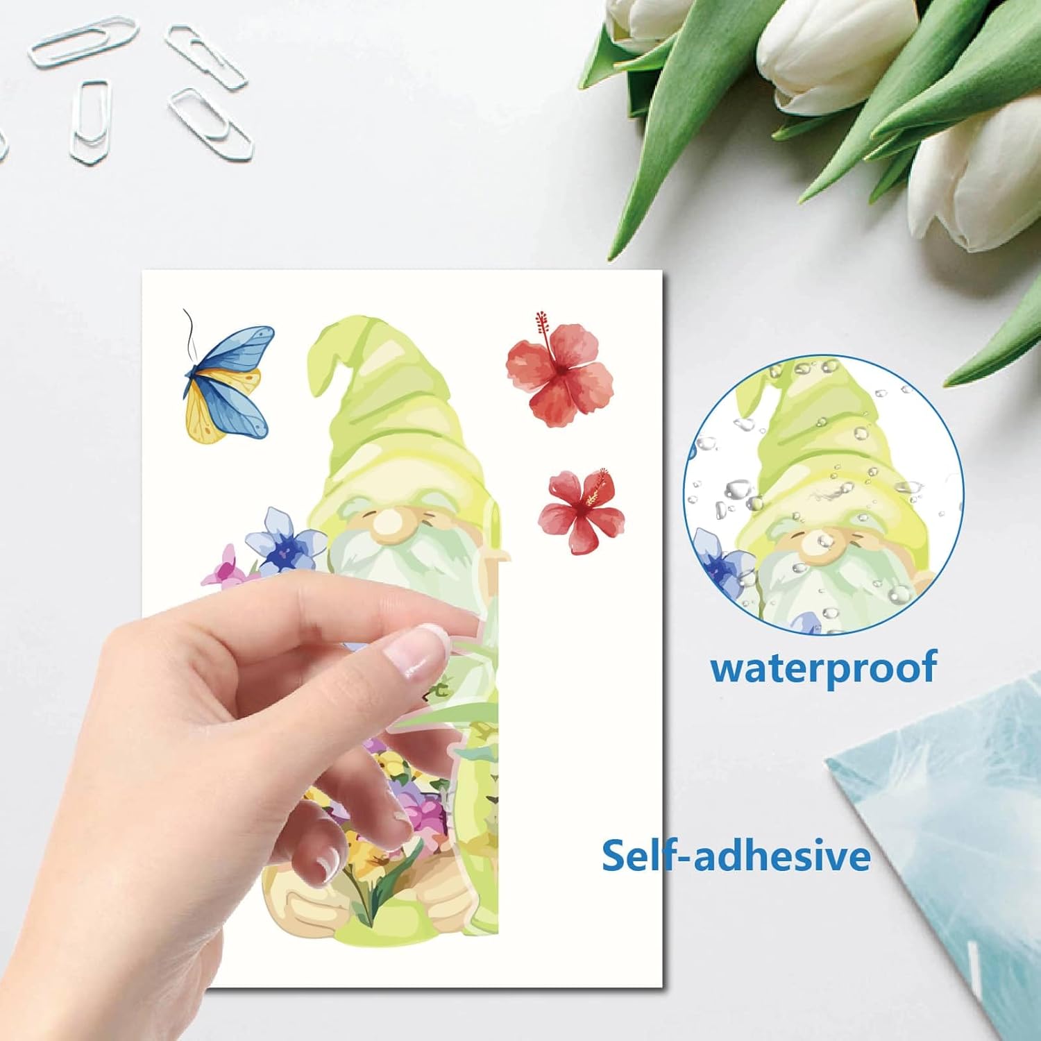 Gnome Window Decals Spring Flower Butterfly Wall Stickers