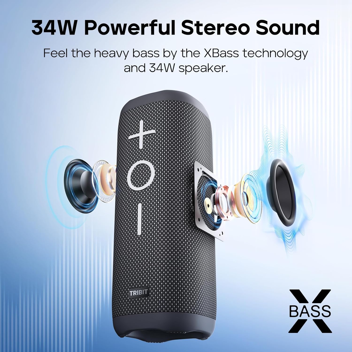 Bluetooth Speaker 34W 360 Sound Waterproof IPX7 24H Play