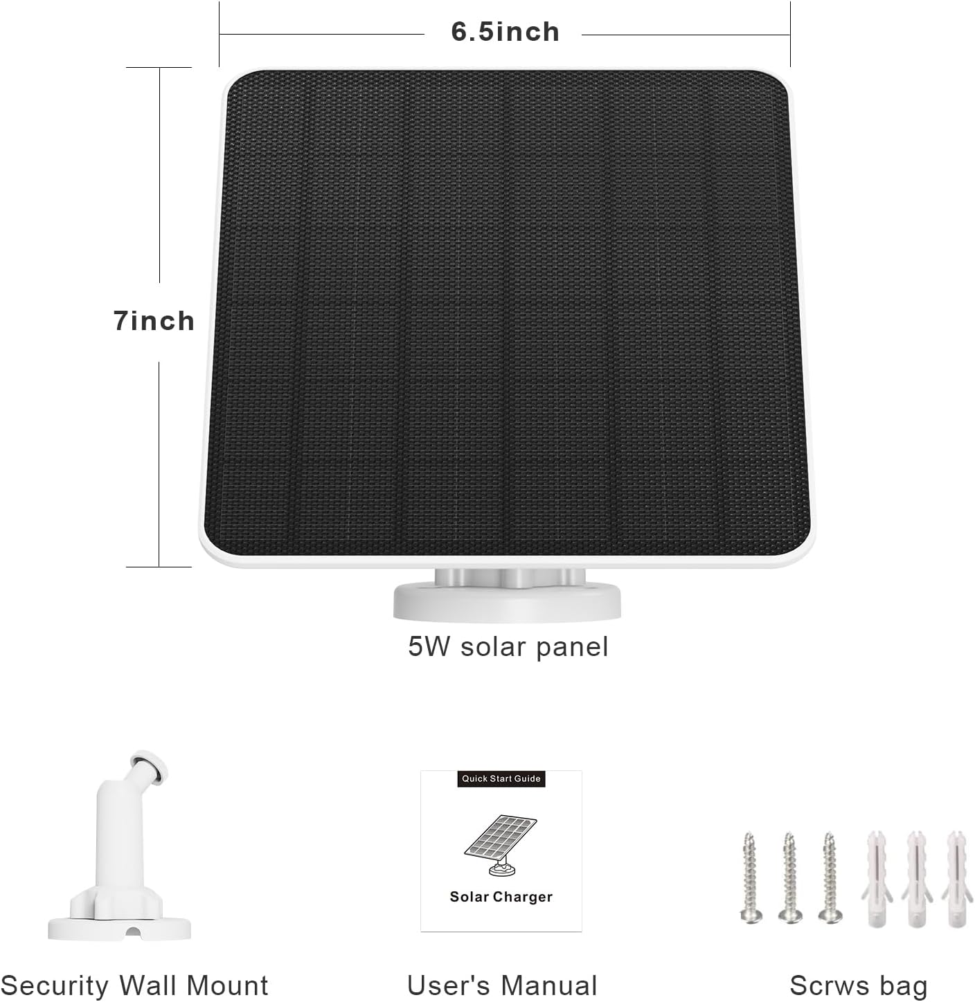3 Pack 5W Solar Panel Charger For Battery Security Cameras