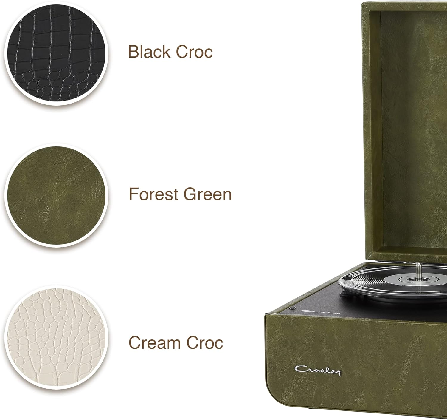 Portable Bluetooth Record Player 3 Speed Suitcase Green