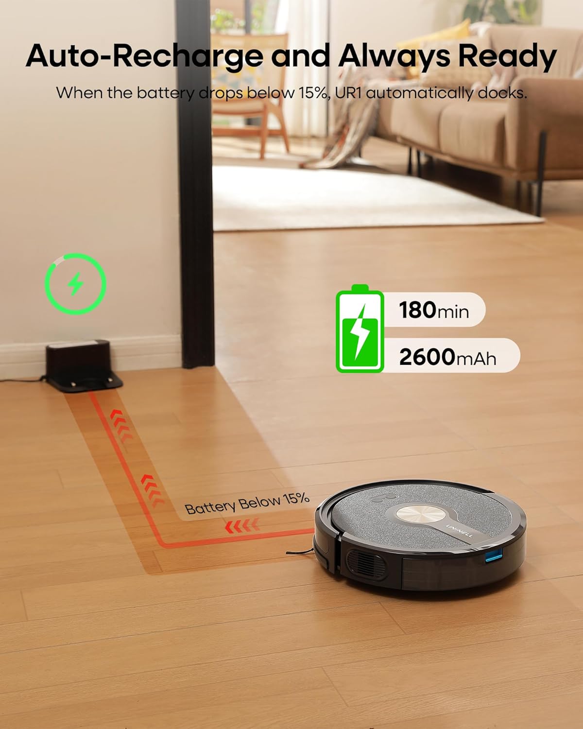 Robot Vacuum Mop 5000Pa Slim Smart Pet Hair Cleaner
