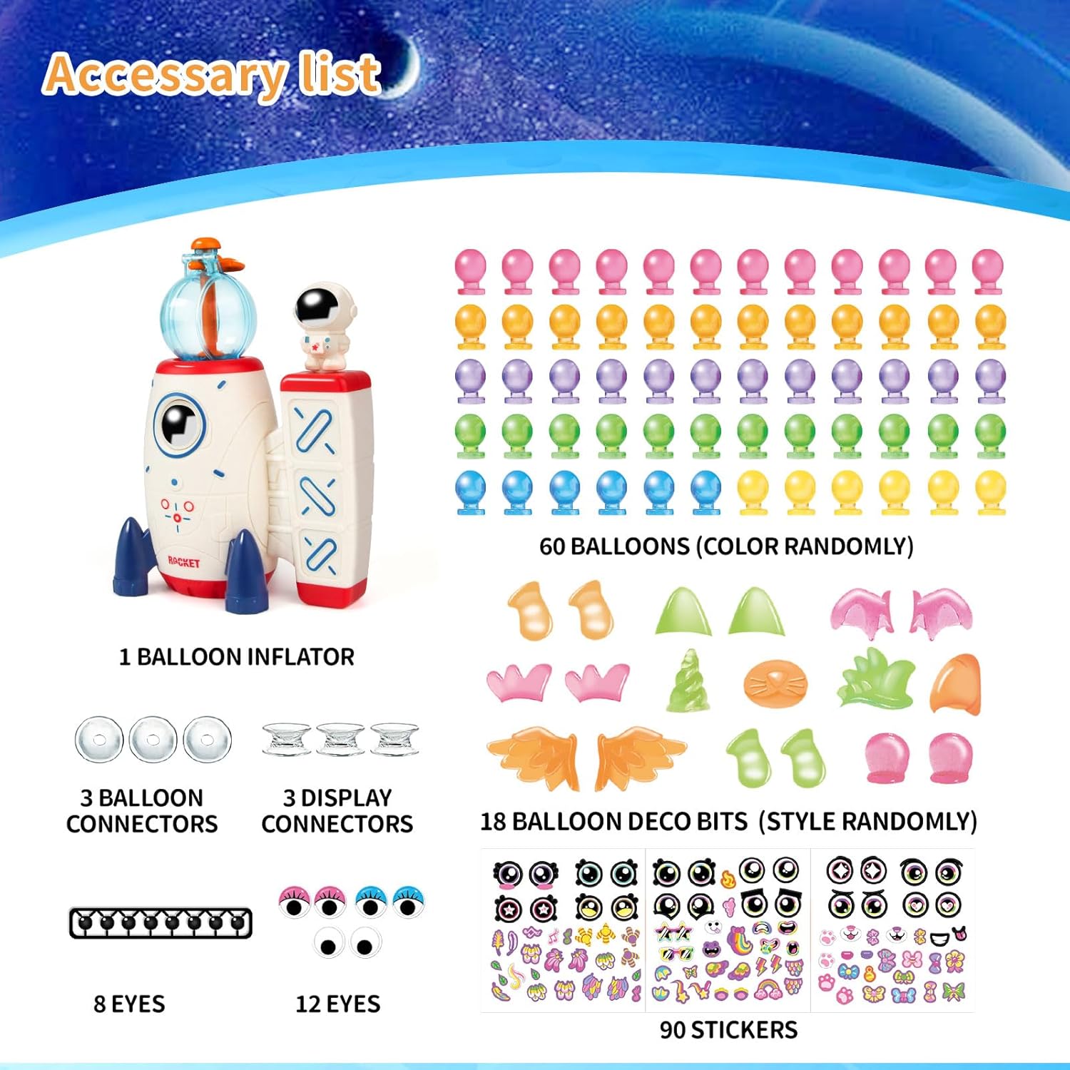 DIY Magic Sticky Balloon Kit 195pcs Nano Tape Craft Set Kids