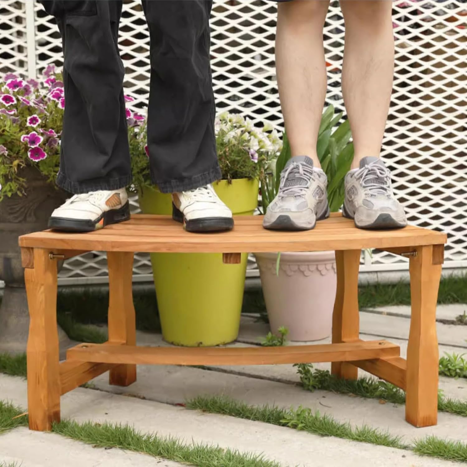 2 Seater Wooden Garden Bench Outdoor Patio Park Seat Weatherproof Brown