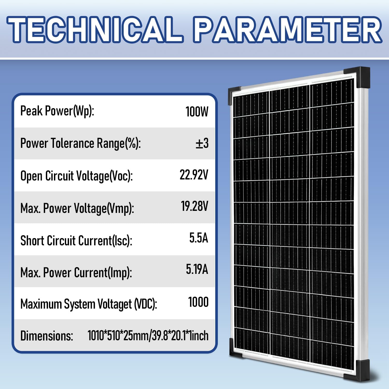 100W 12V Monocrystalline Solar Panel Caravan RV Boat