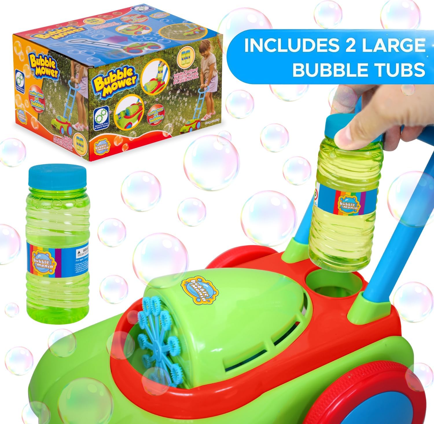 Bubble Lawn Mower Friction Powered Kids Garden Push Toy