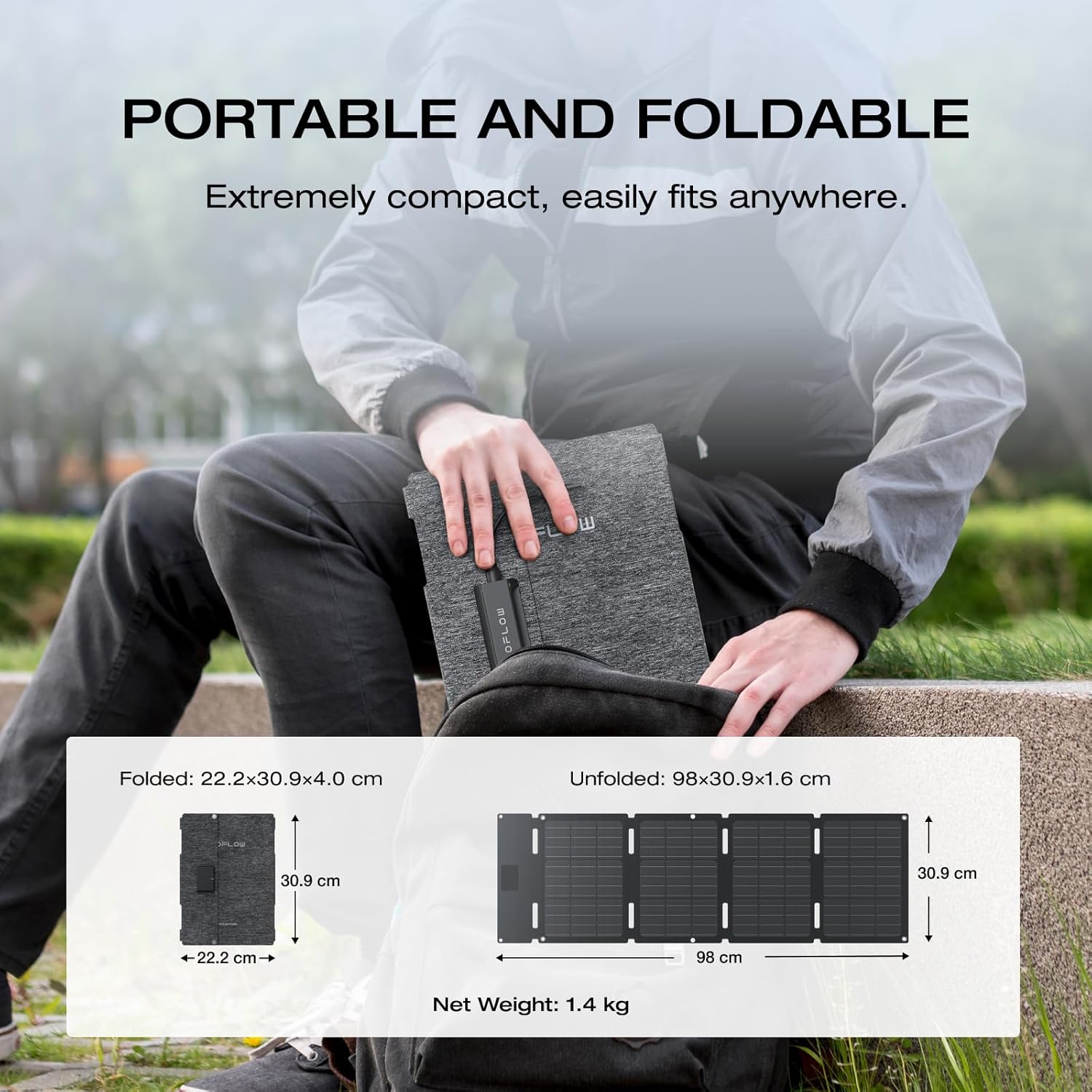 45W Portable Foldable Solar Panel Camping Backpack SUV Charger