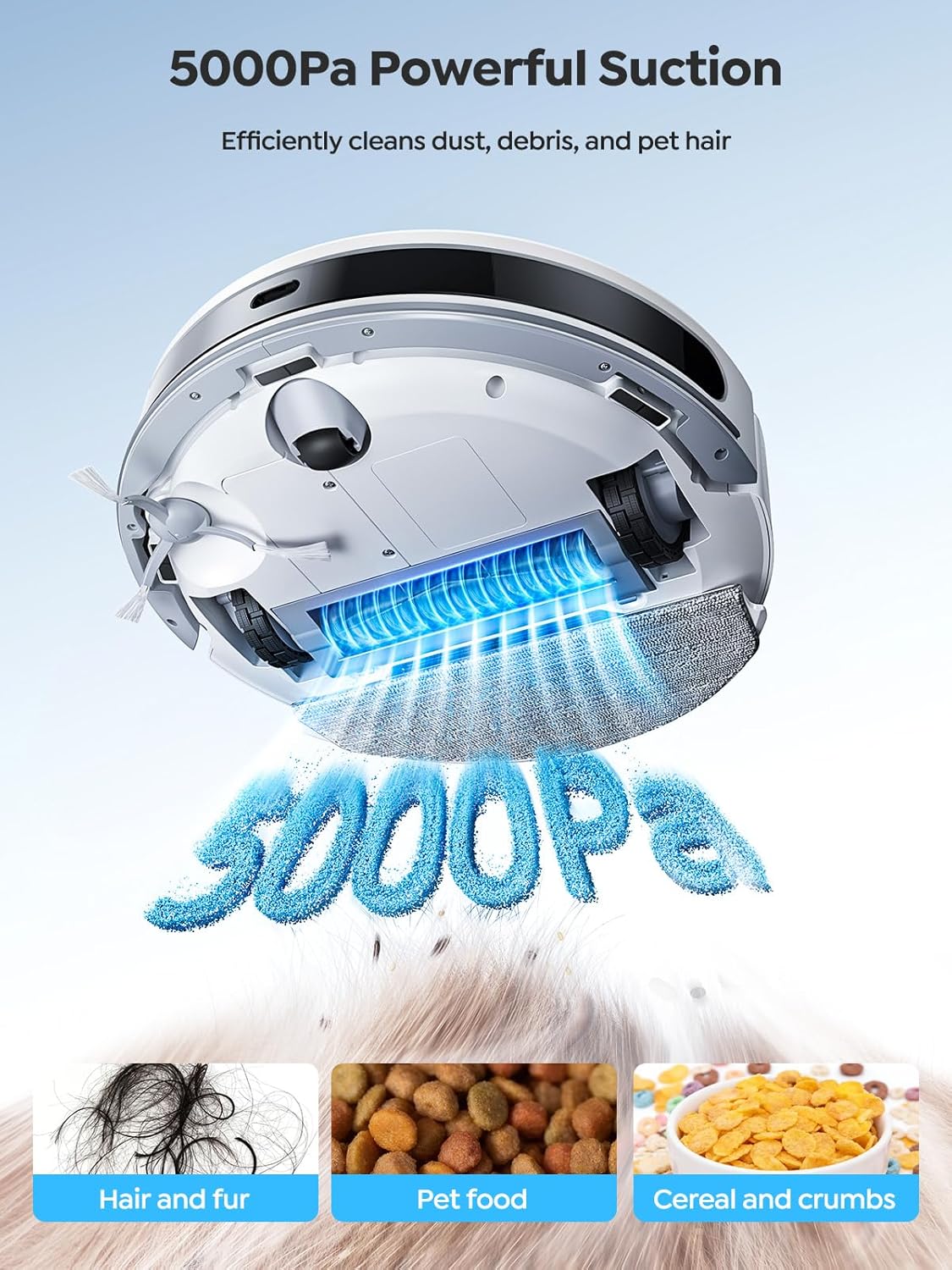 Robot Vacuum Mop 5000Pa Ultra Thin LiDAR Smart Mapping App Control