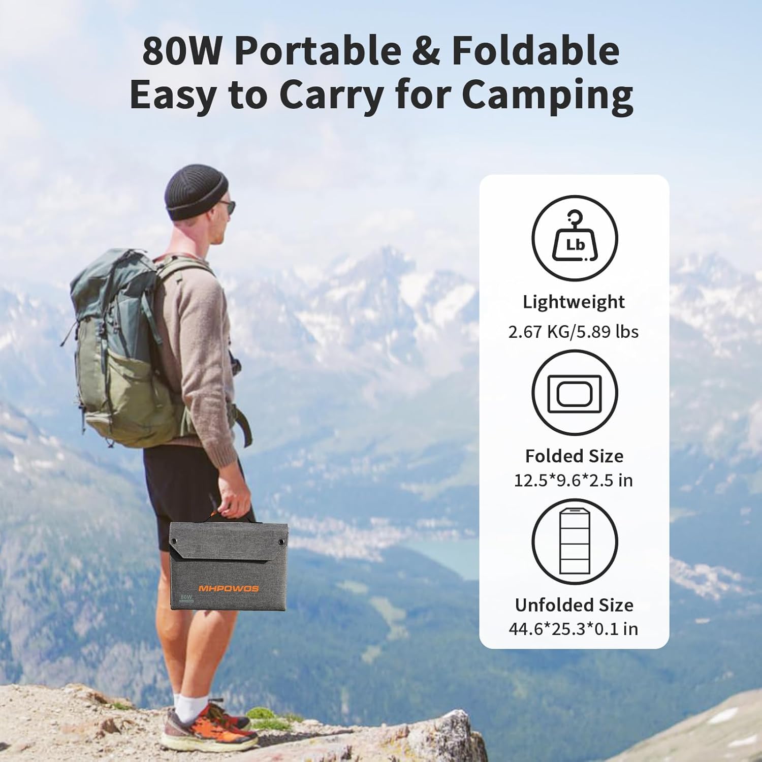 80W Foldable Solar Panel USB C USB A DC Camping Charger
