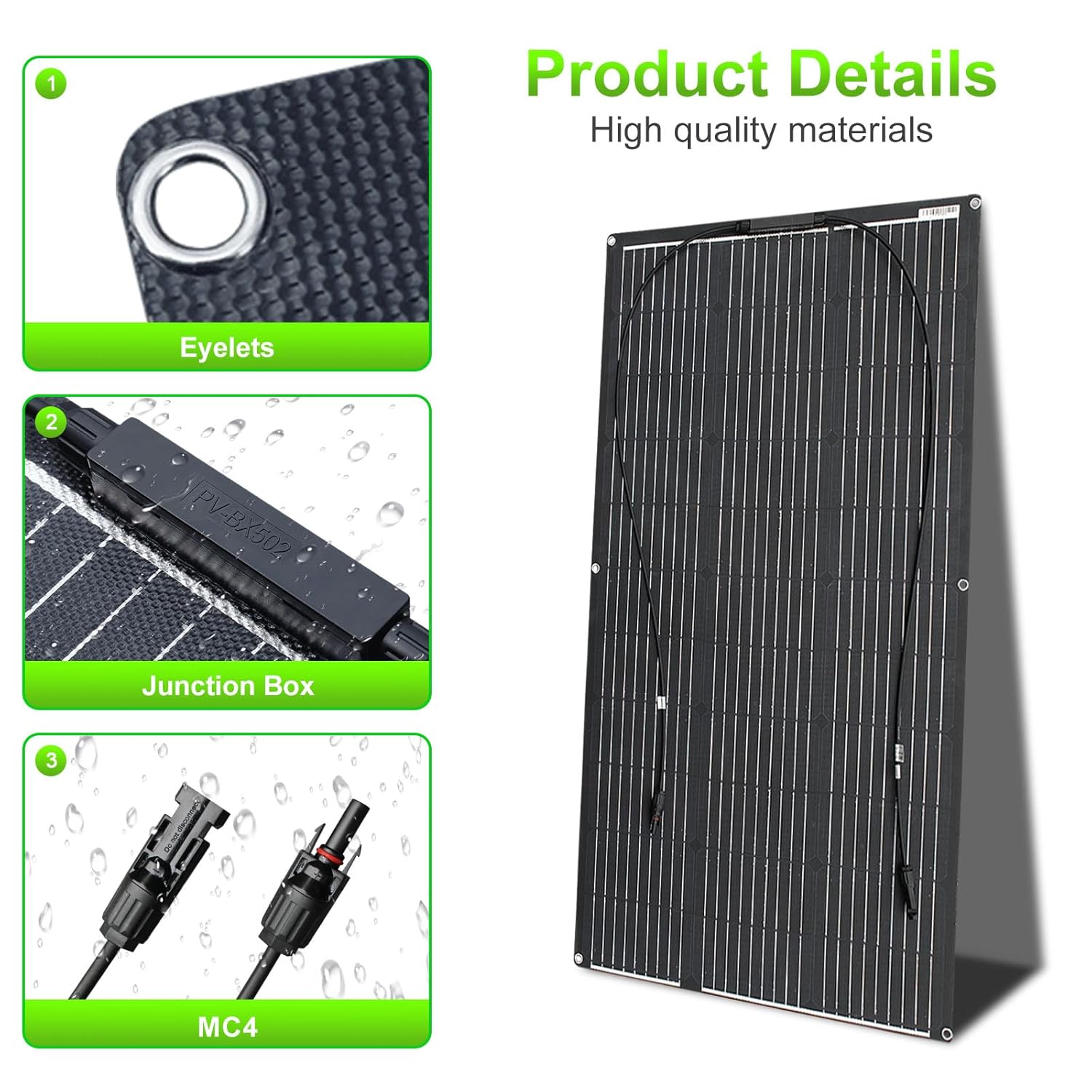 100W ETFE Flexible Solar Panel Portable Roof Boat Balcony 25