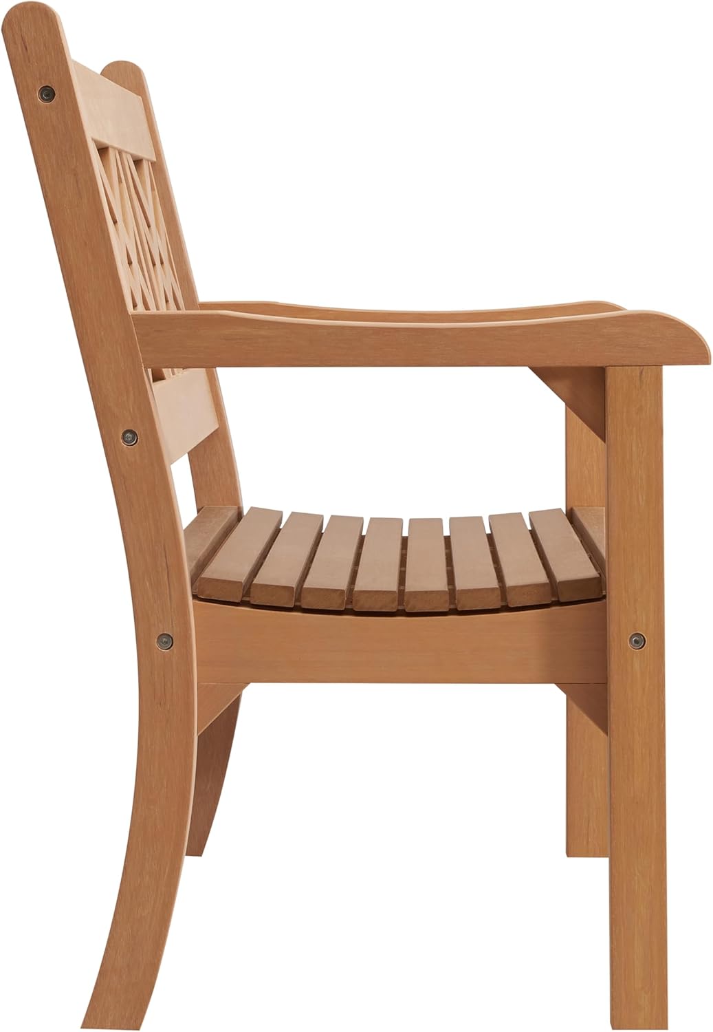 2 Seater Polymer Garden Bench Wood Effect Weatherproof Patio