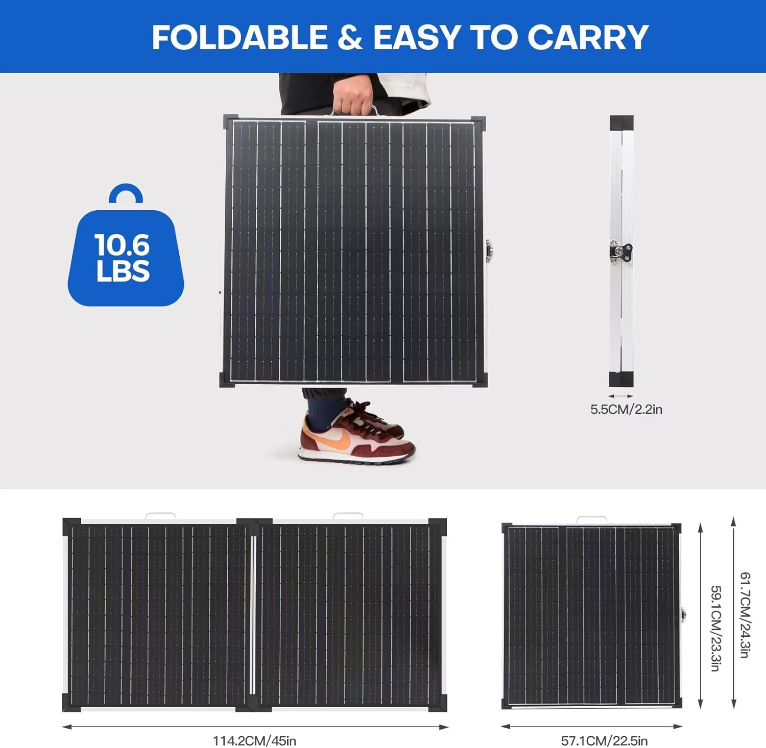 110W Foldable Solar Panel 18V Portable MPPT Camping Kit
