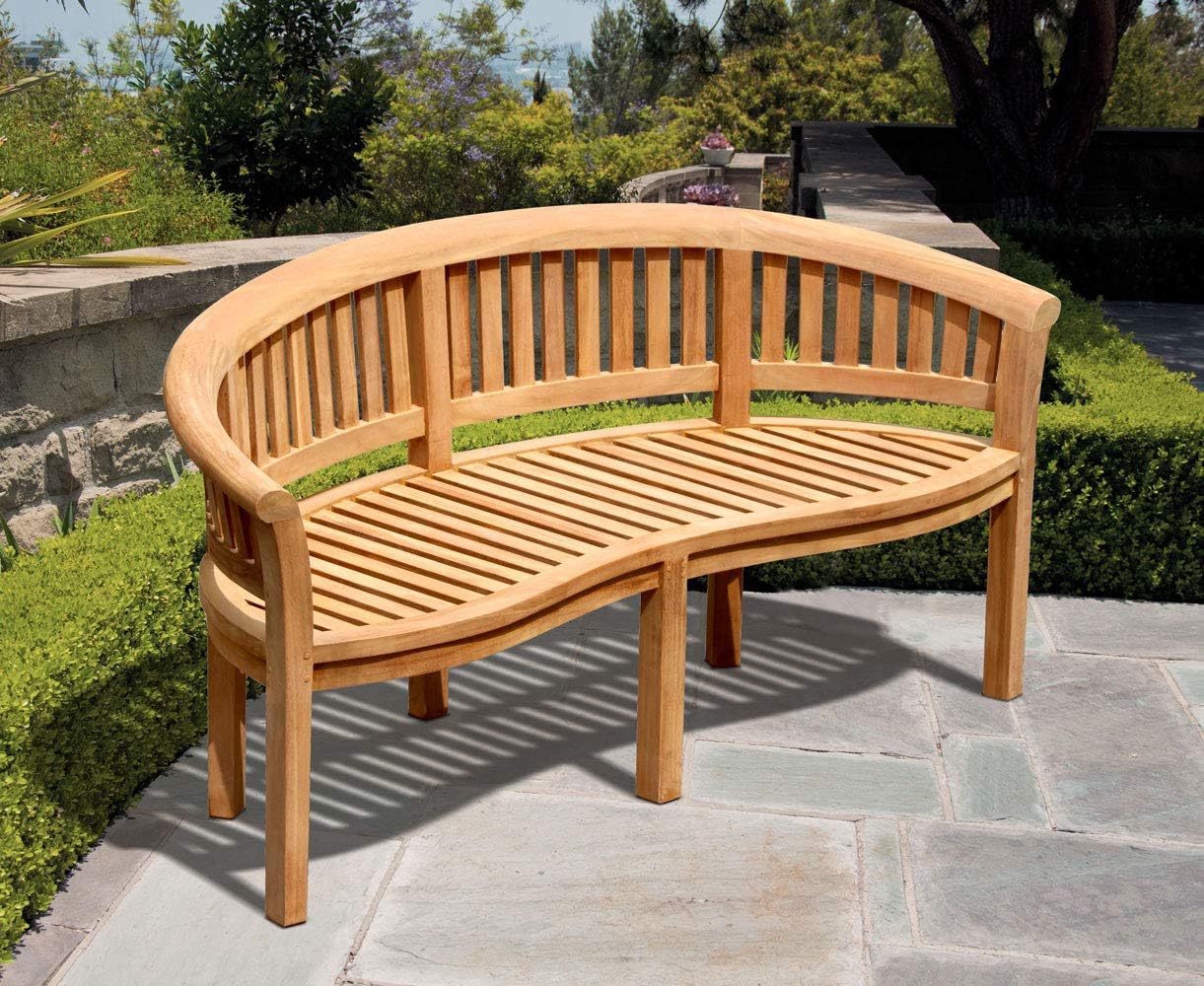 Curved Teak Banana Garden Bench 3 Seater Outdoor Patio Seat