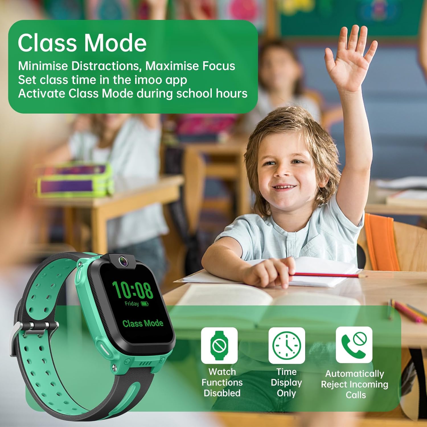 Kids Smart Watch Phone Video Call GPS Green