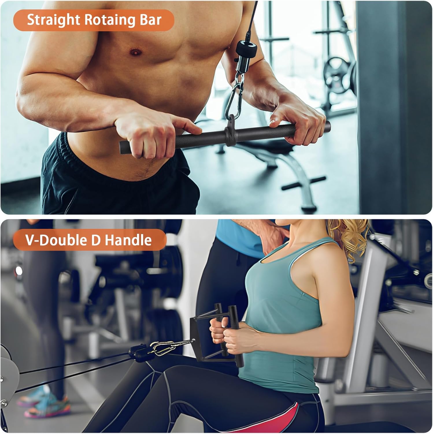 Cable Machine Attachment Set Lat Pulldown Bar Tricep Rope Handles